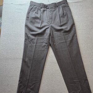 Le Collezioni Mens Charcoal Grey 100% Pure New Wool Pleated‎ Dress Pants 36x30
